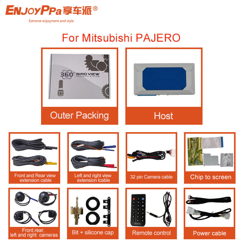 1GB LPDDR4 360 Vehicle Camera System per Mitsubishi PAJERO schermo LCD DVR a vista d'uccello