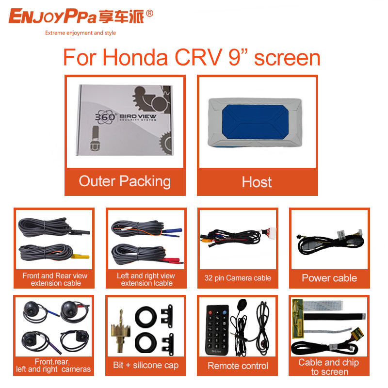 Sicurezza 360° Auto Camera Panoramico Sistema Per Honda CRV 9 pollici