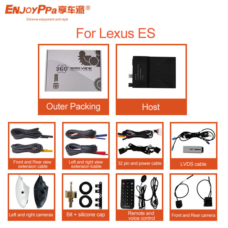 Sistema di telecamere per auto a 360° impermeabile per Lexus ES HD DVR