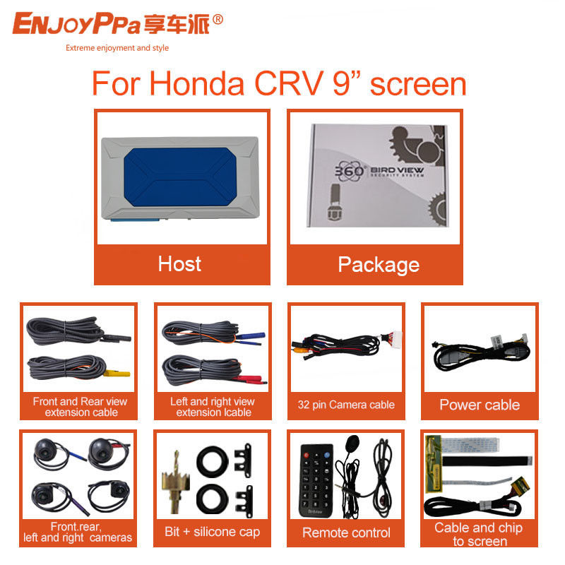 Innovativo sistema di videocamera per auto 360 per Honda CRV con schermo da 9 pollici