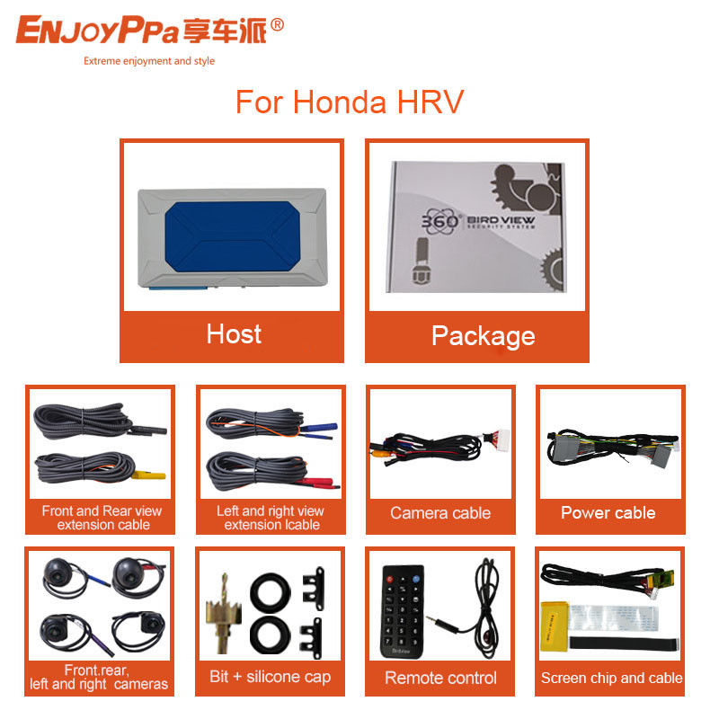 Sistema di telecamera per auto a 360 gradi a schermo tattile per Honda HRV 4 Way Driving Recorder