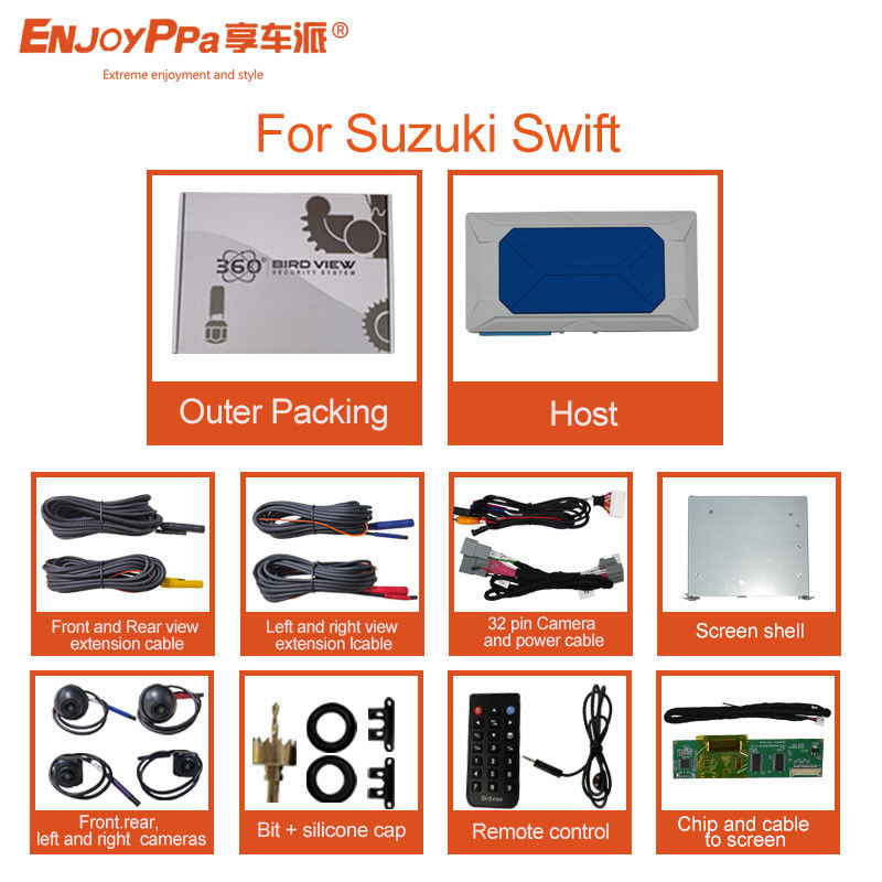 Sistema di telecamere a 360 gradi impermeabili con registrazione a loop per Suzuki Swift